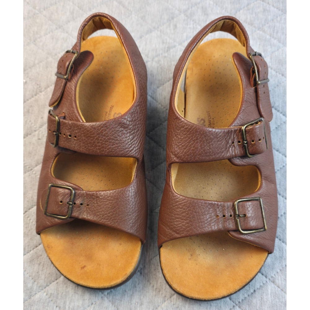 SAS Relaxed Womens Size 10 Brown Leather Sandals Tripad Comfort Made in USA